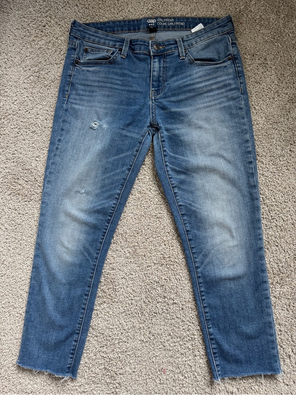 GAP Medium Blue Distressed Capris